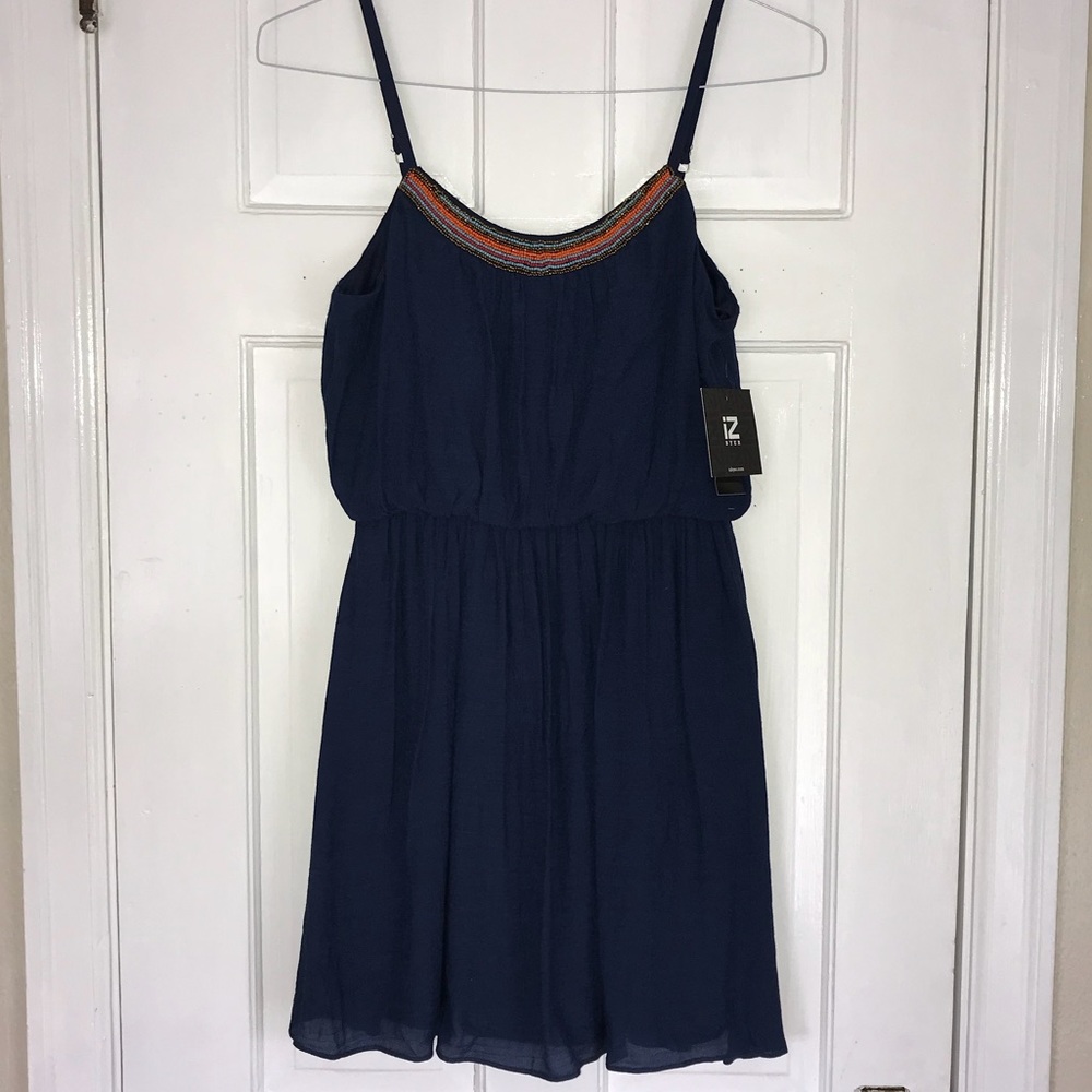NWT Beaded Navy Dress